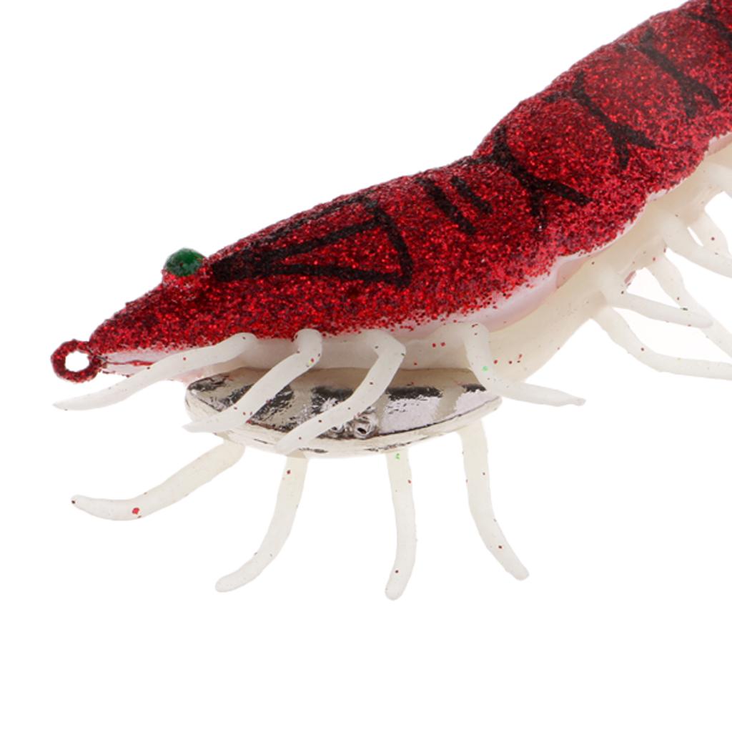 2pcs Glow In Dark Squid Jig Hooks Shrimp Fishing Lures W/ Luminous Soft Leg