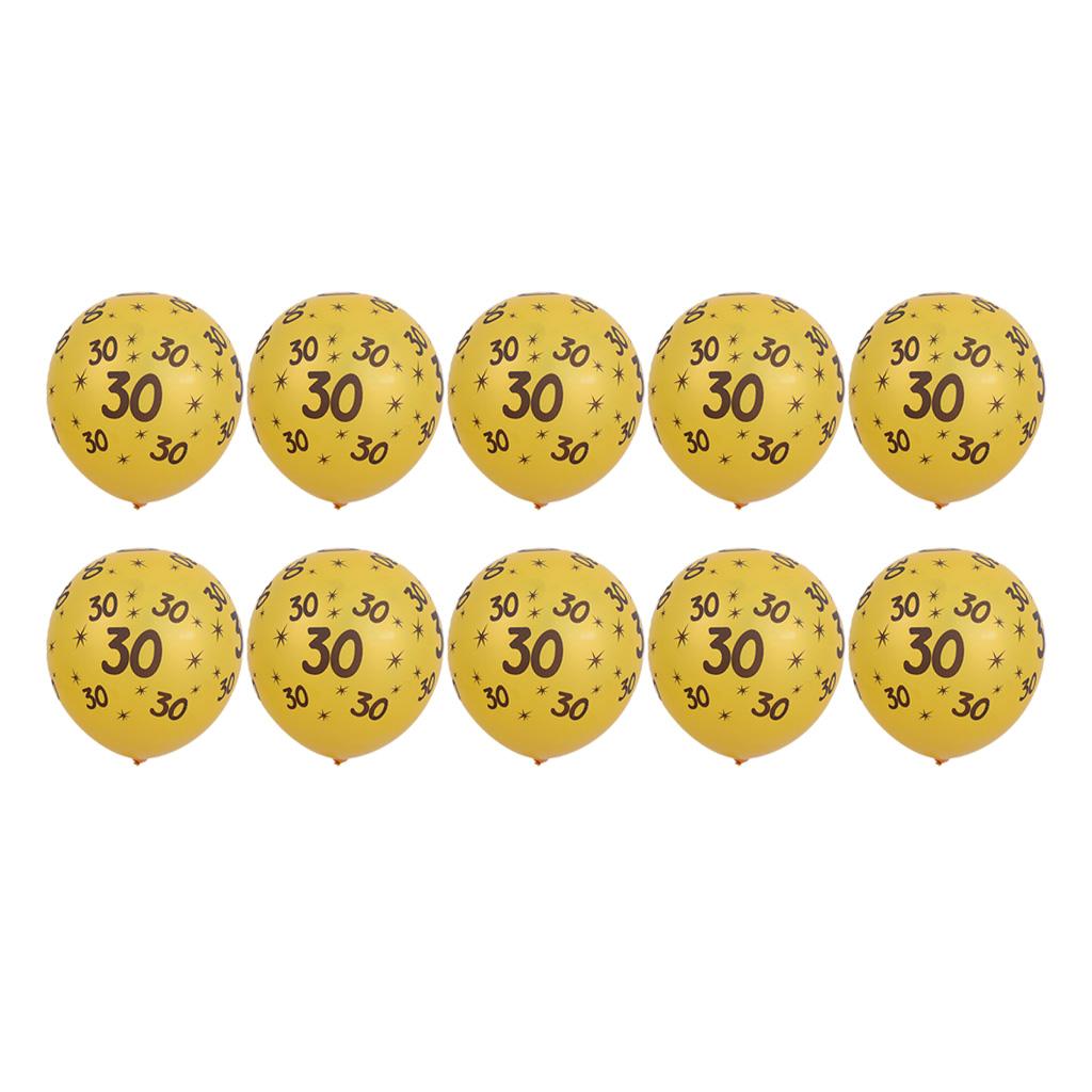 10/set 12in Gold Latex Balloons for Birthday Anniversary Party Number Age