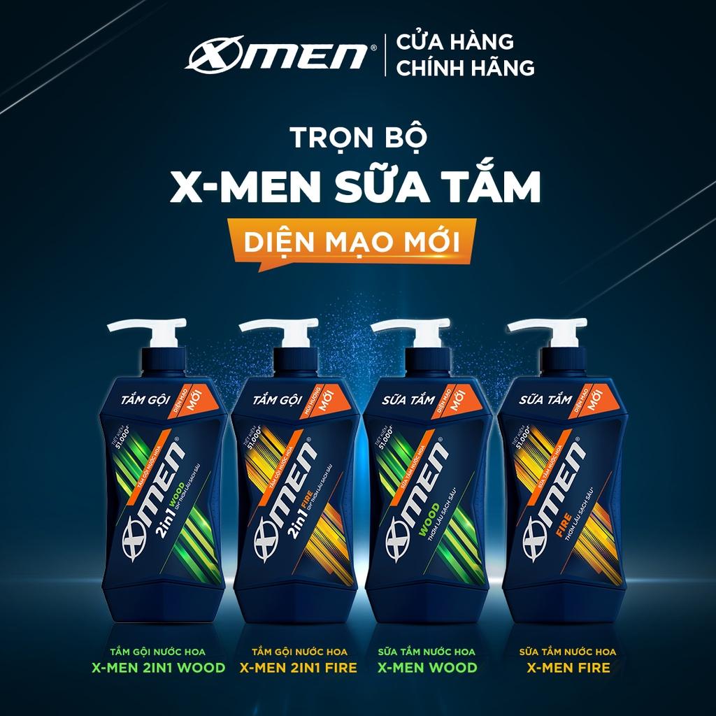 Tắm Gội Nước Hoa X-Men Wood 2in1 thơm lâu sạch sâu 900g