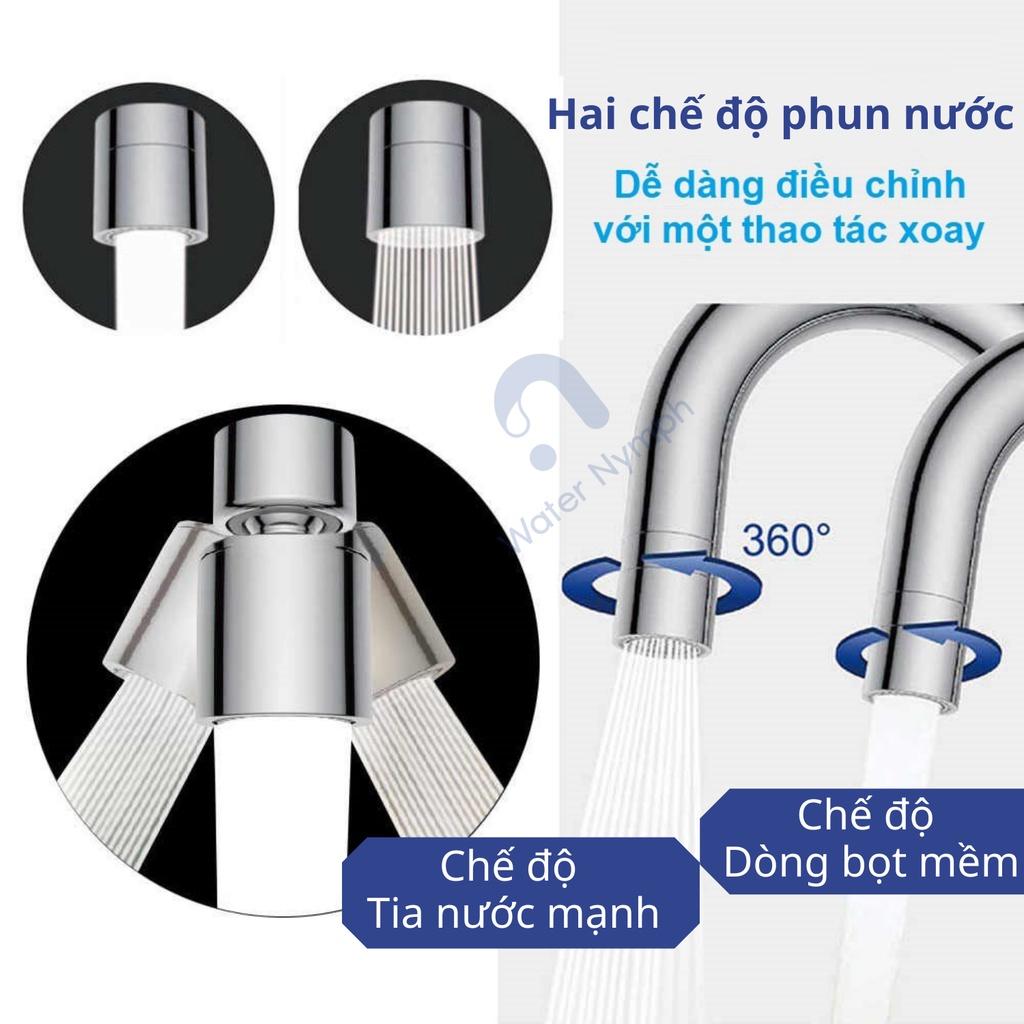 Đầu nối vòi nước rửa chén, rửa mặt tăng áp, xoay 360 độ Waternymph N23, tạo bọt, chống bắn hai chế độ phun tiện ích