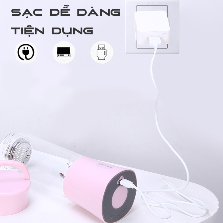 Máy xay sinh tố sạc điện cầm tay mini 4 lưỡi dao ZDK-T8 - Màu ngẫu nhiên