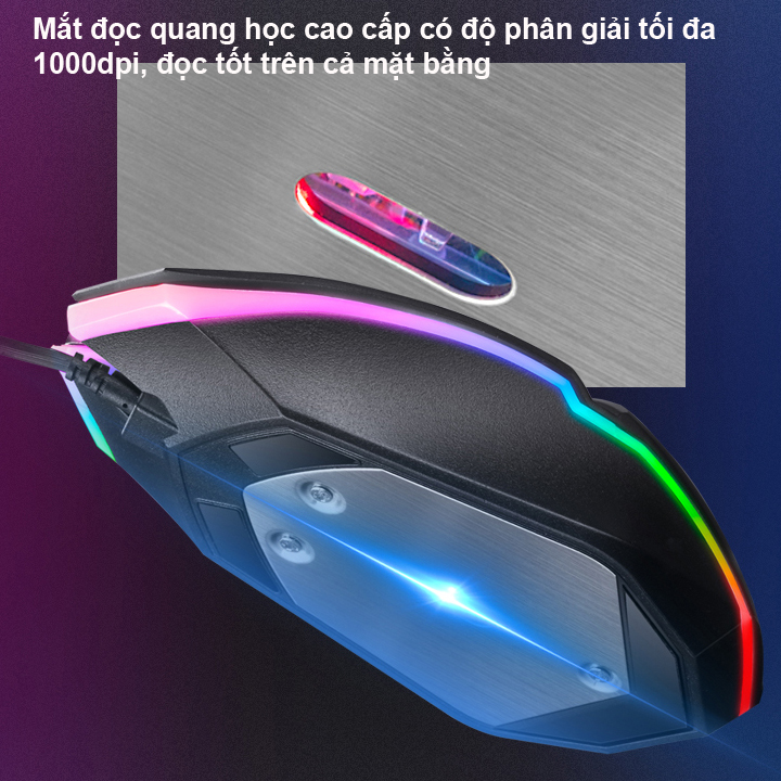 Chuột Game K-SNAKE M5 Đèn led RGB màu tự thay đổi.