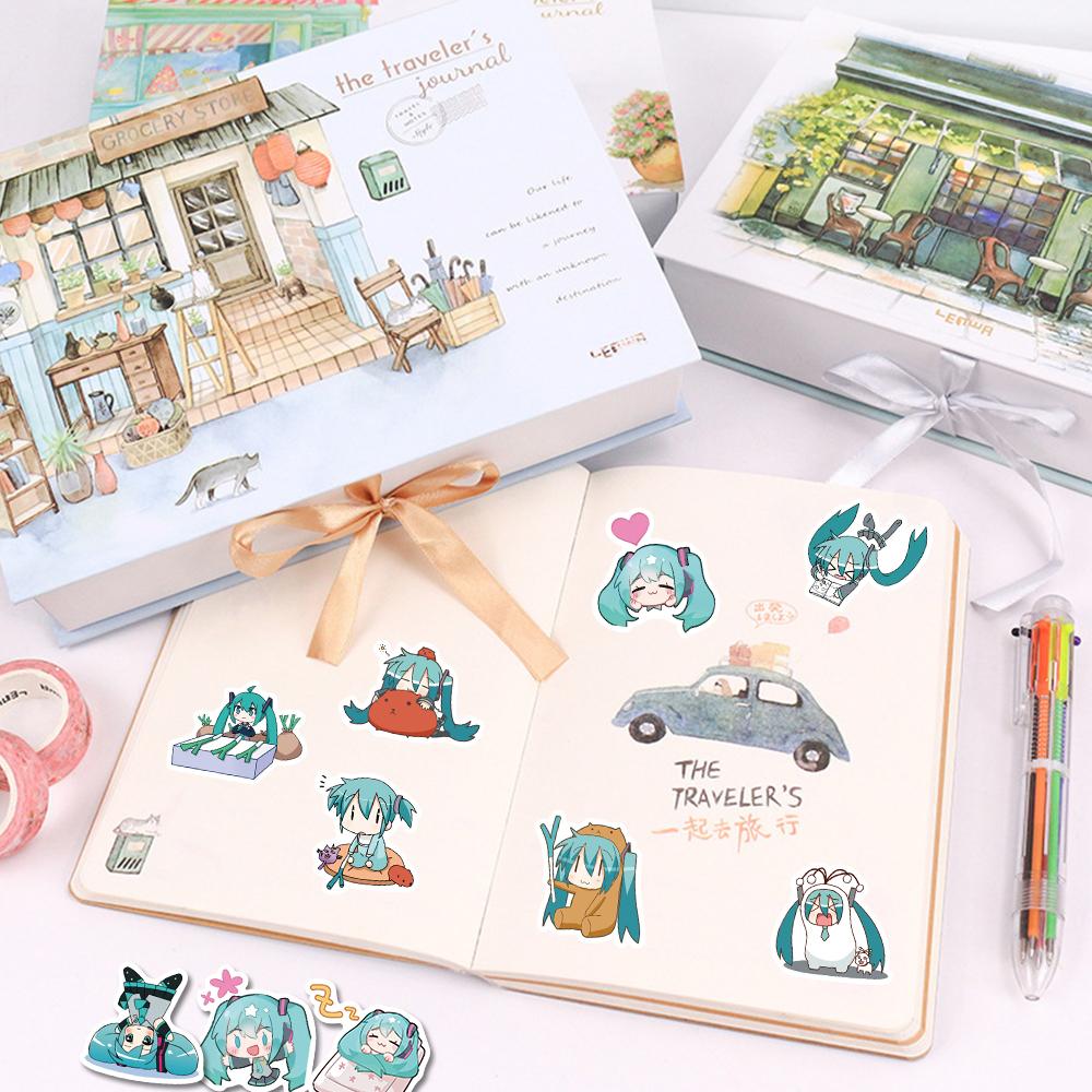 Hình ảnh Sticker Miku chibi hoạt hình cute trang trí mũ bảo hiểm, guitar, ukulele, điện thoại, sổ tay, laptop-mẫu S28