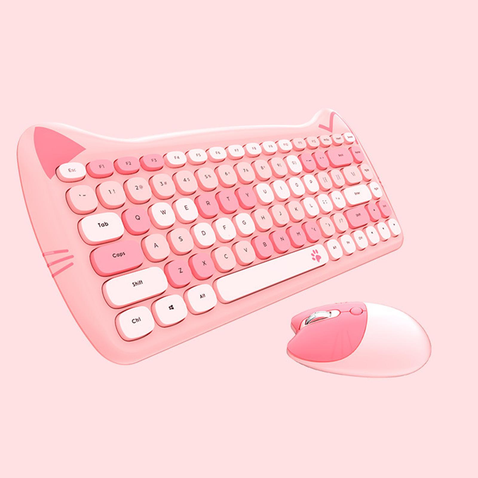 Mini Wireless Keyboard Mouse Set Round Key Multi-Colour Cute Lovely for Girls