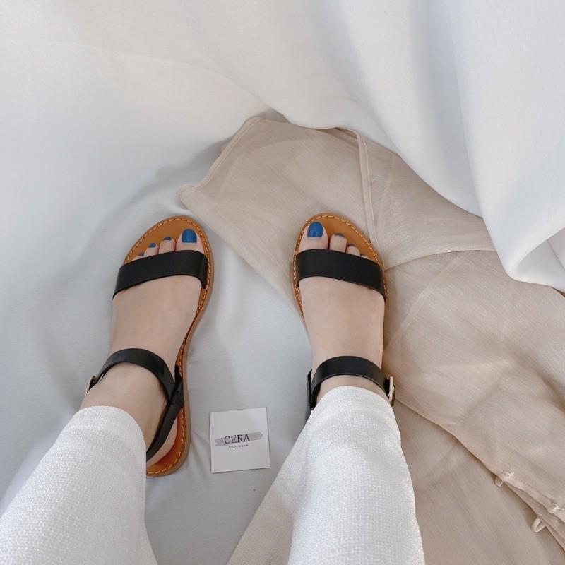 SANDAL DA BÒ QUAI MẢNH GÓT BỆT SD02