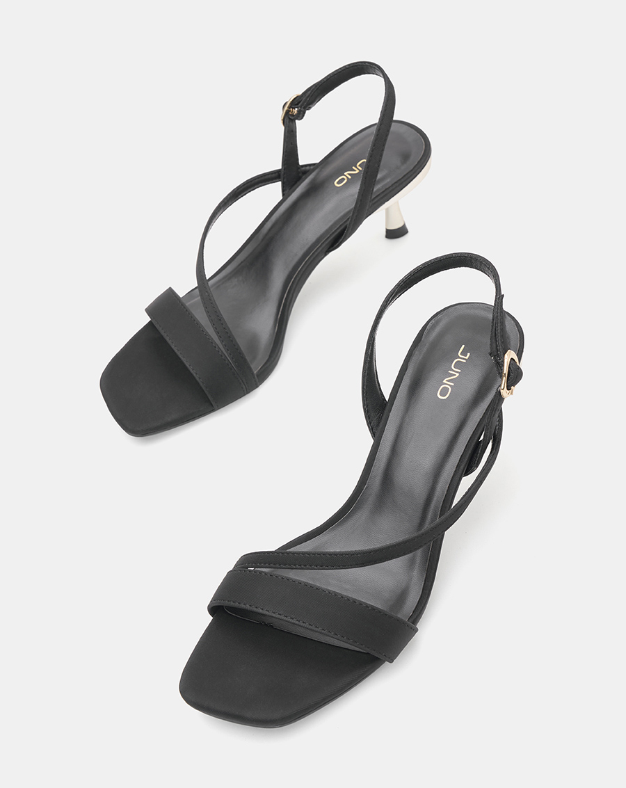 Giày Sandal Nữ 7cm Thời Trang JUNO Gót Trụ Quai Ngang Phối Quai Xéo SD07099