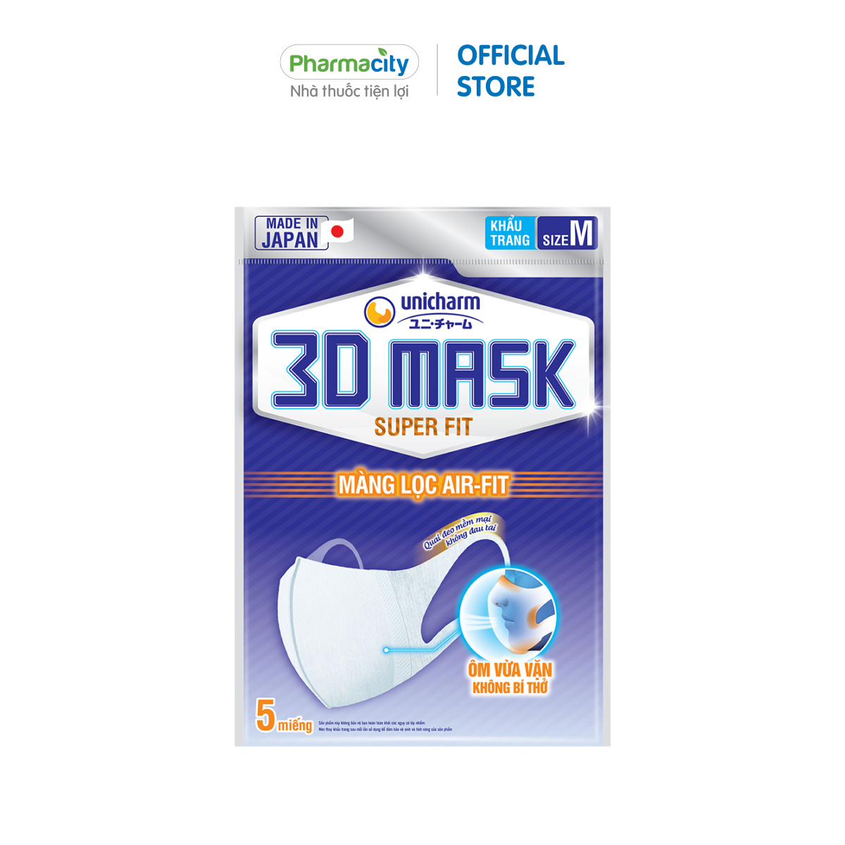 Khẩu trang siêu vừa vặn, ngăn khói bụi Unicharm 3D Mask