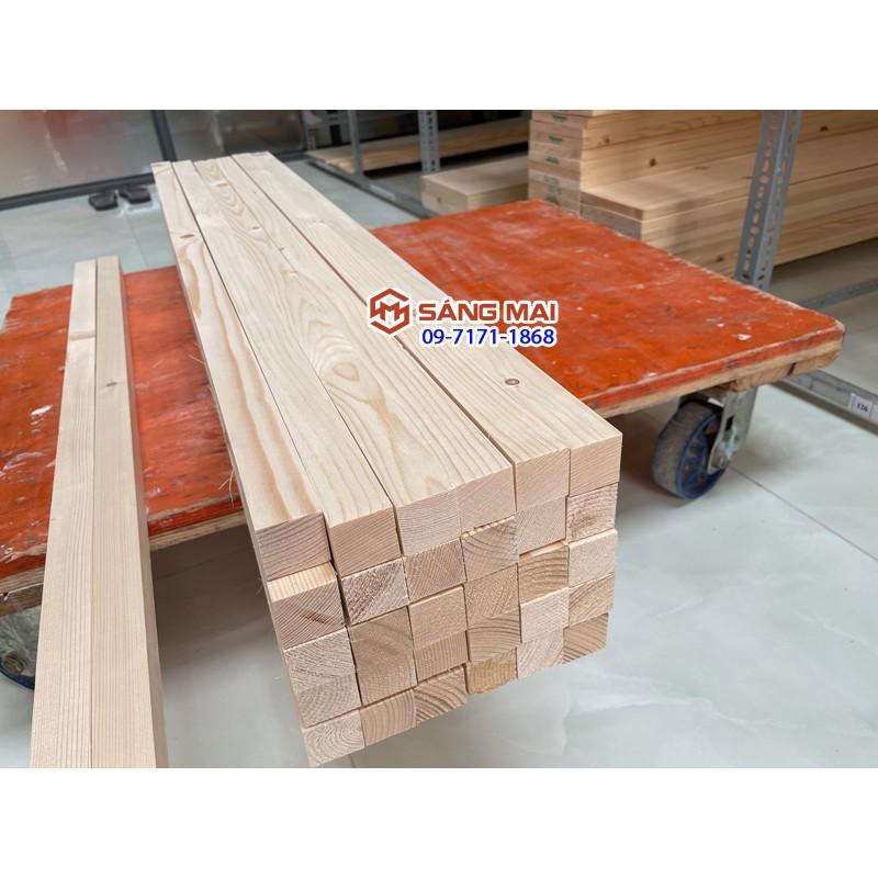 - Thanh gỗ thông vuông 3cm x 3cm x dài 100cm x láng mịn 4 mặt