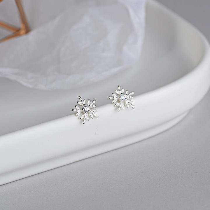 Khuyên Tai Bạc Nữ 925 Bông Buyết Trắng