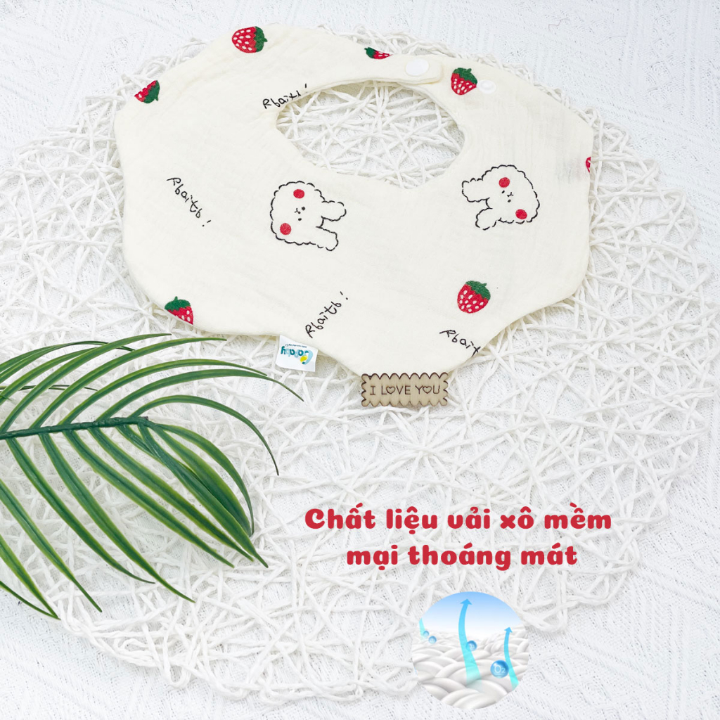 Yếm Hoa Tròn Xoay 360 Cao Cấp Chất Liệu Vải Xô Thoáng Mát Thấm Hút Dễ Dàng - 331