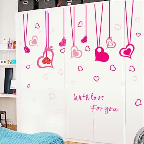 Decal trái tim dây hồng