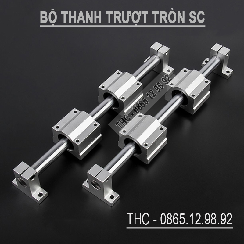 Bộ thanh trục trượt tròn phi 25mm (2 thanh SC25 dài 1 mét + 4 bi trượt SCS25UU + 4 gối đỡ SK25)