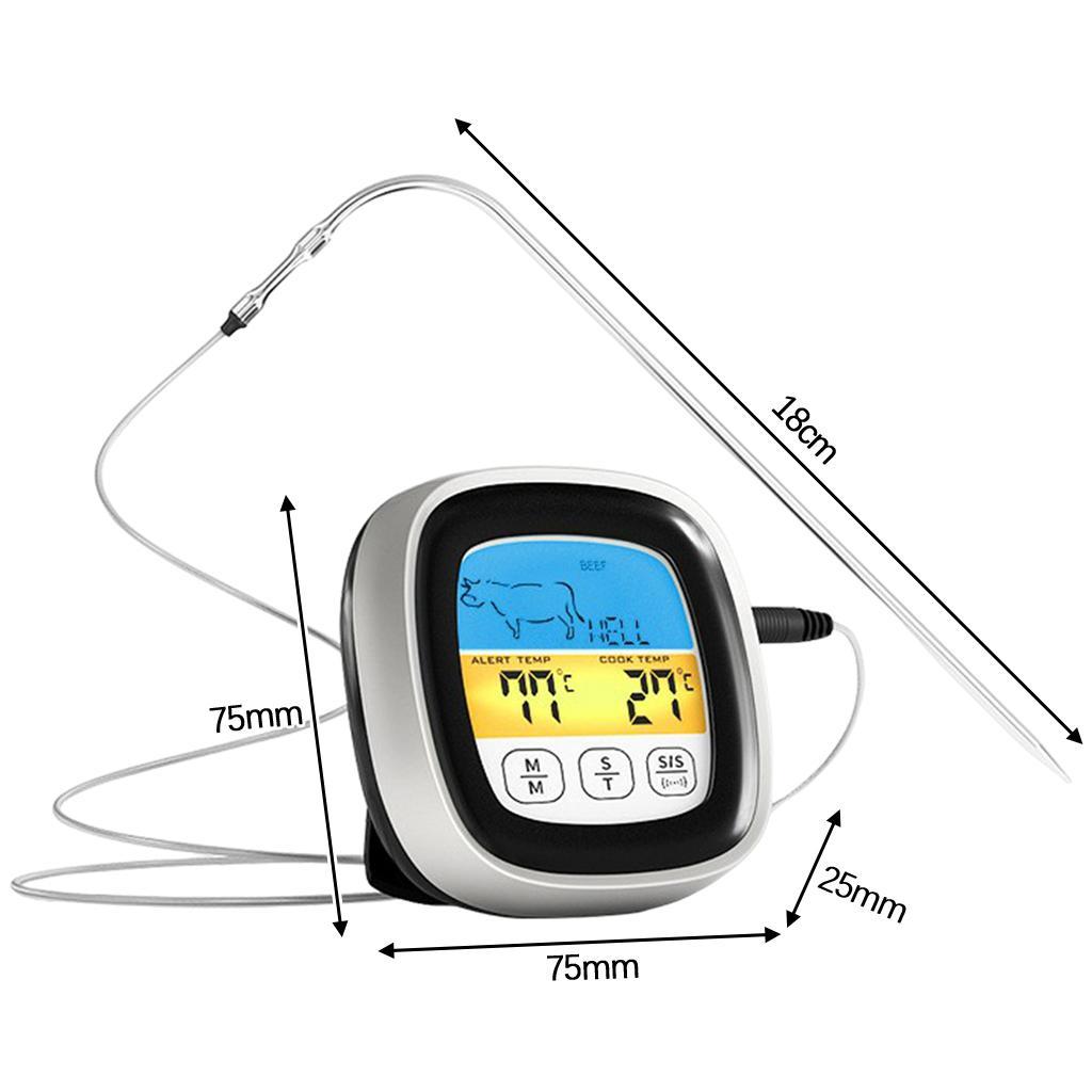 Digital Meat Thermometer LCD Display with Backlight for BBQ Cooking Accs Black