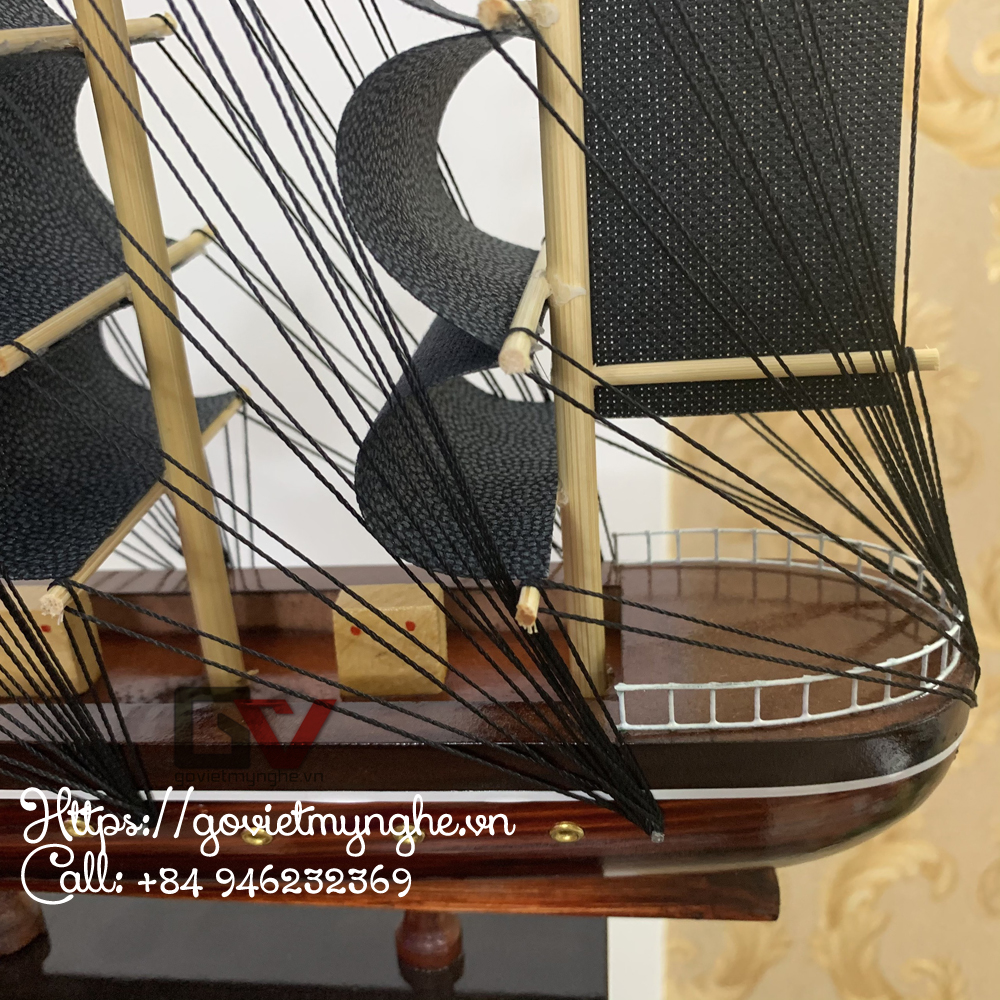 Mô hình tàu thuyền gỗ trang trí nhà cửa - tàu gỗ phong thủy thuận buồm xuôi gió - Buồm Đen