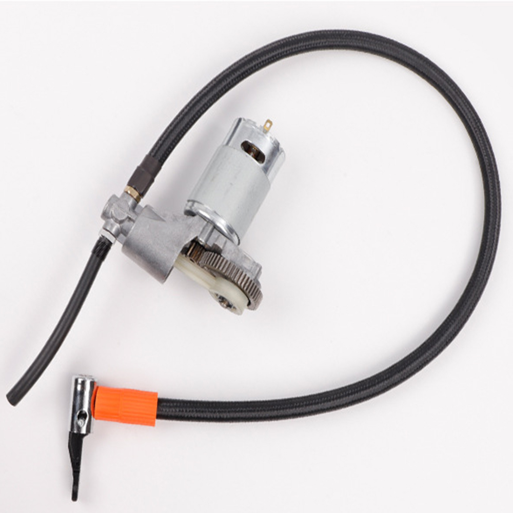 Động cơ máy bơm hơi 12V/120W hành trình xi lanh 25mm áp suất 150PSI lưu lượng khí 35L/phút, có đồng hồ báo áp suất - Chế bơm lốp cho ô tô xe máy