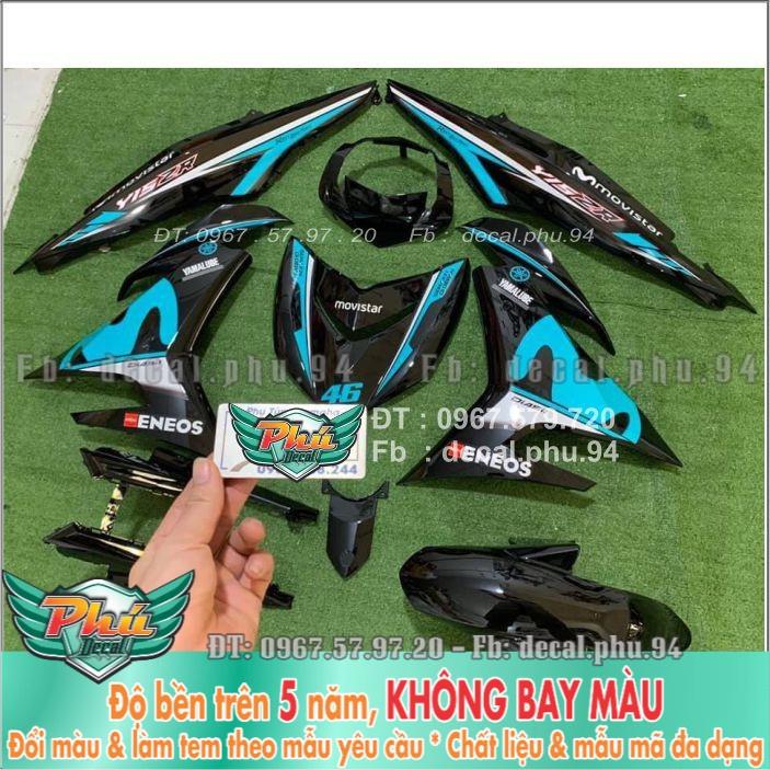 Tem rời Exciter 150 Movistar xanh đen
