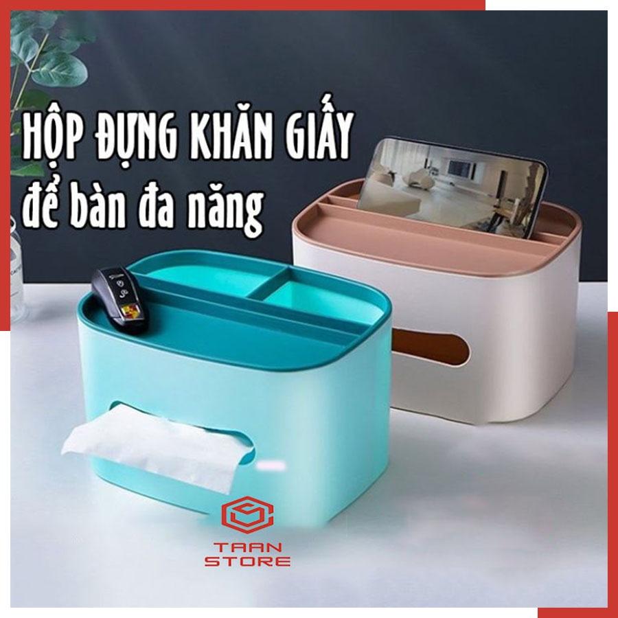 Hộp Đựng Giấy Ăn Đa Năng Đựng Đồ Dùng Cá Nhân Có Khay Để Điện Thoại Chất Liệu Nhựa PP Cao Cấp