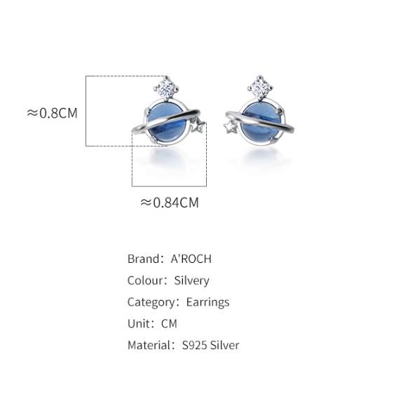 Khuyên tai bạc Ý đính đá Zircon tròn xanh G6205 - AROCH Jewelry