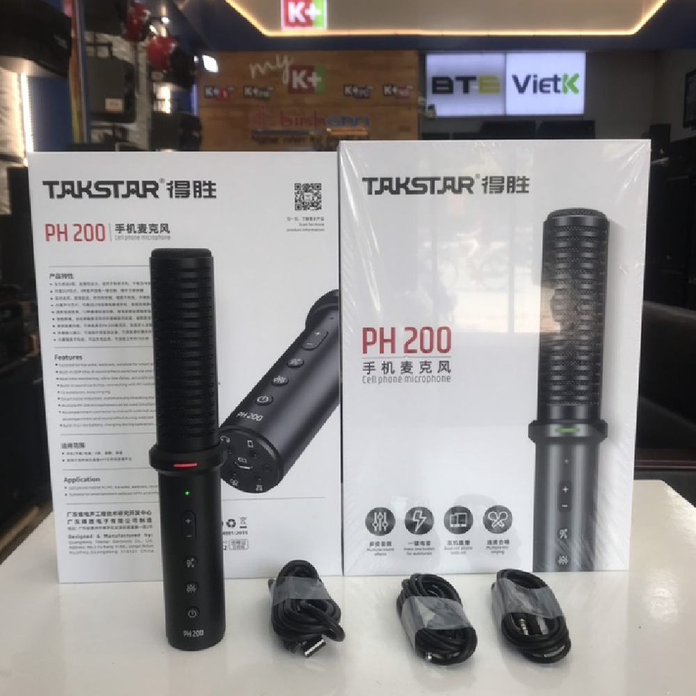 Micro thu âm, livestream không cần soundcard TAKSTAR PH-200 dùng cho smartphone, ipad... dễ sử dụng và thuận tiện - Hàng Chính Hãng