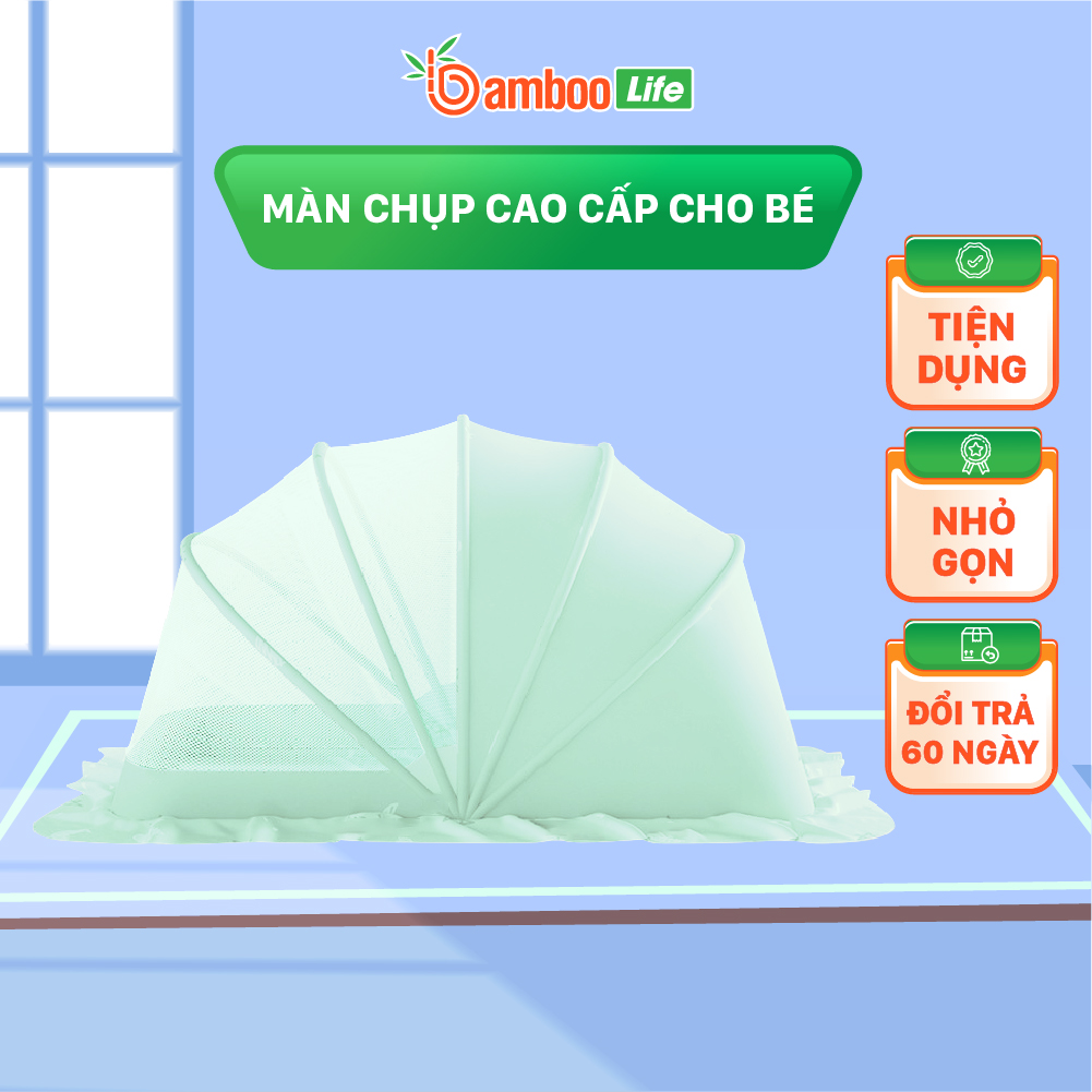 Màn chụp cho bé tự bung Bamboo Life mùng chụp em bé sơ sinh gấp gọn chống muỗi côn trùng giảm ánh sáng an toàn tiện lợi dùng được ở giường nôi cũi