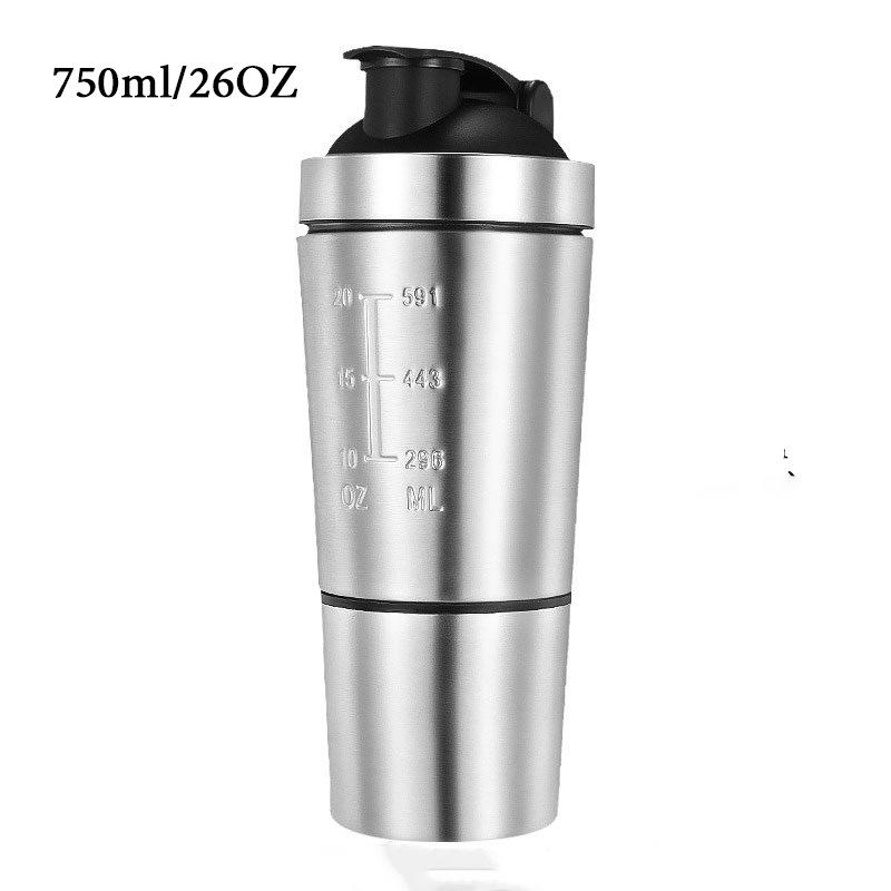 Bình Lắc Dinh Dưỡng Tường Đơn Bằng Thép Không Gỉ Với Bóng Trộn, Thể Dục Thể Thao Bình, Đôi Quy Mô Bình Lắc 700ML