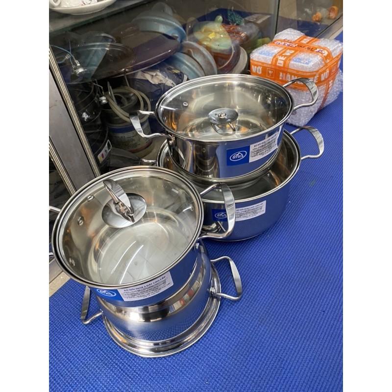 Bộ nồi inox 4 cái nắp kính