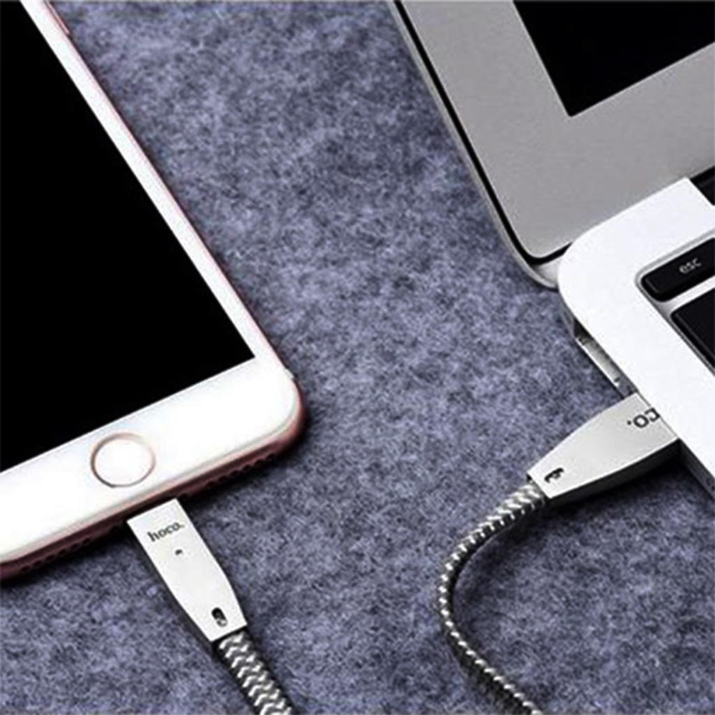 Cáp Sạc Lightning Với Khớp Hợp Kim Kẽm Và Dây Bện Phản Quang Hoco U11- Iphone - Hàng Chính Hãng