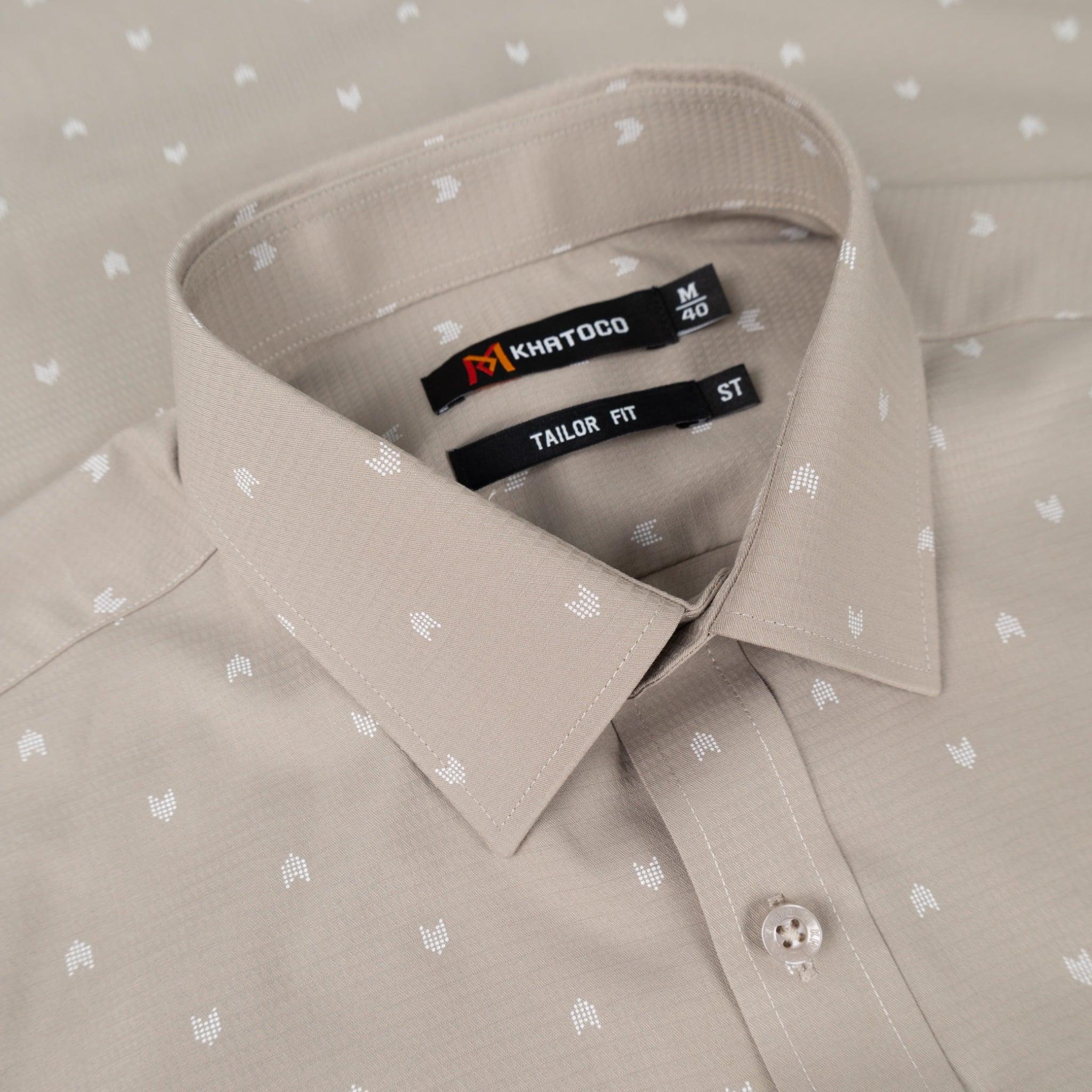 Áo sơ mi nam KHATOCO Tailor Fit ngắn tay A1MN518T2-CNIN771-2704-N