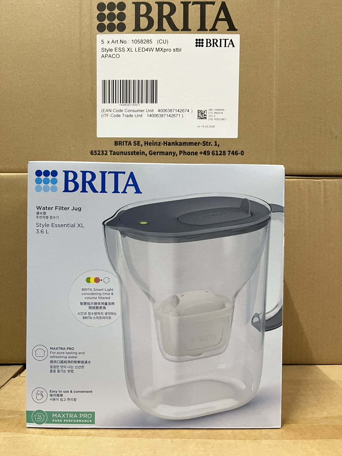 Bình lọc nước BRITA Style Essential XL 3.6L (có sẵn 1 lõi lọc Maxtra Pro 150L)