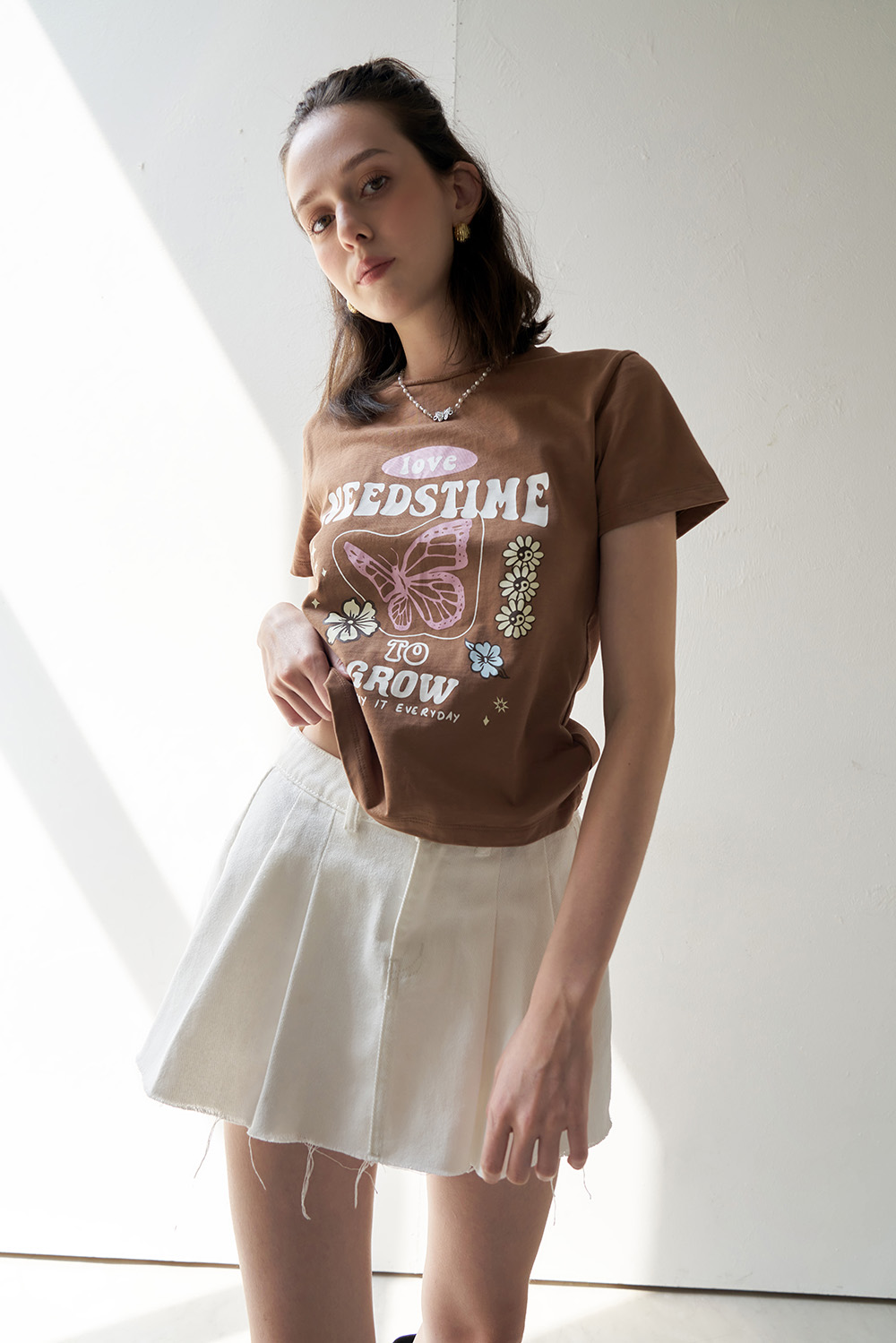 DOTTIE - Áo thun in LOVE - Nâu - T0675