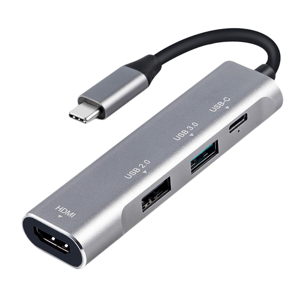 Grey USB C Hub Type C To 4K HDMI USB 3.0 2.0 PD Port Adapter For MacBook Pro