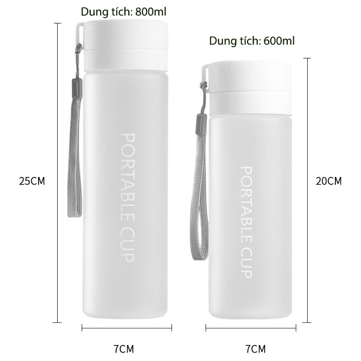 Bình đựng nước uống thể thao, dã ngoại đa năng, dung tích lớn 600-800ml, bằng nhựa PC