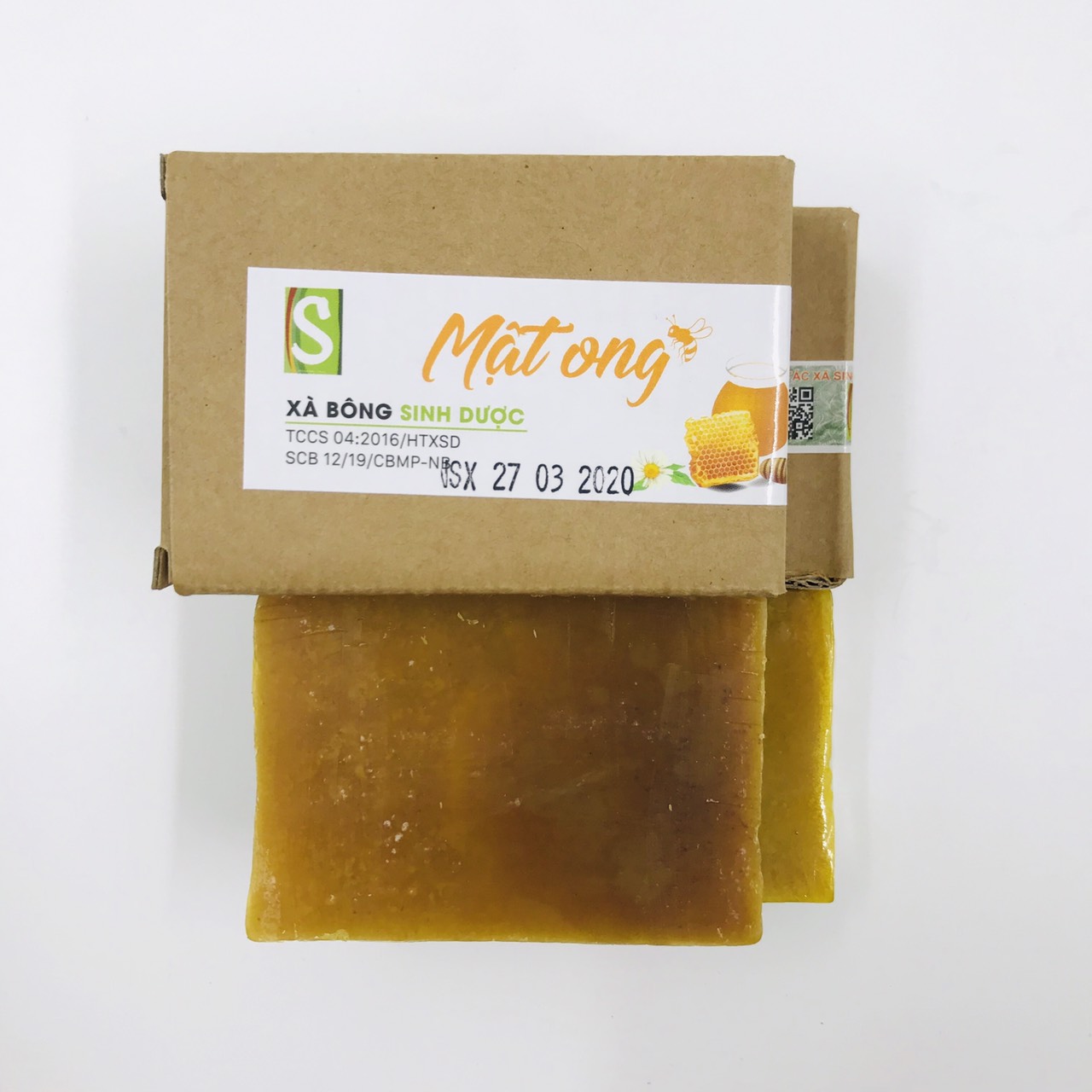 Xà bông Sinh Dược - Mật Ong (Bánh 100gr) - Xà phòng thảo dược nghệ,  mật ong, phấn hoa giúp mềm da