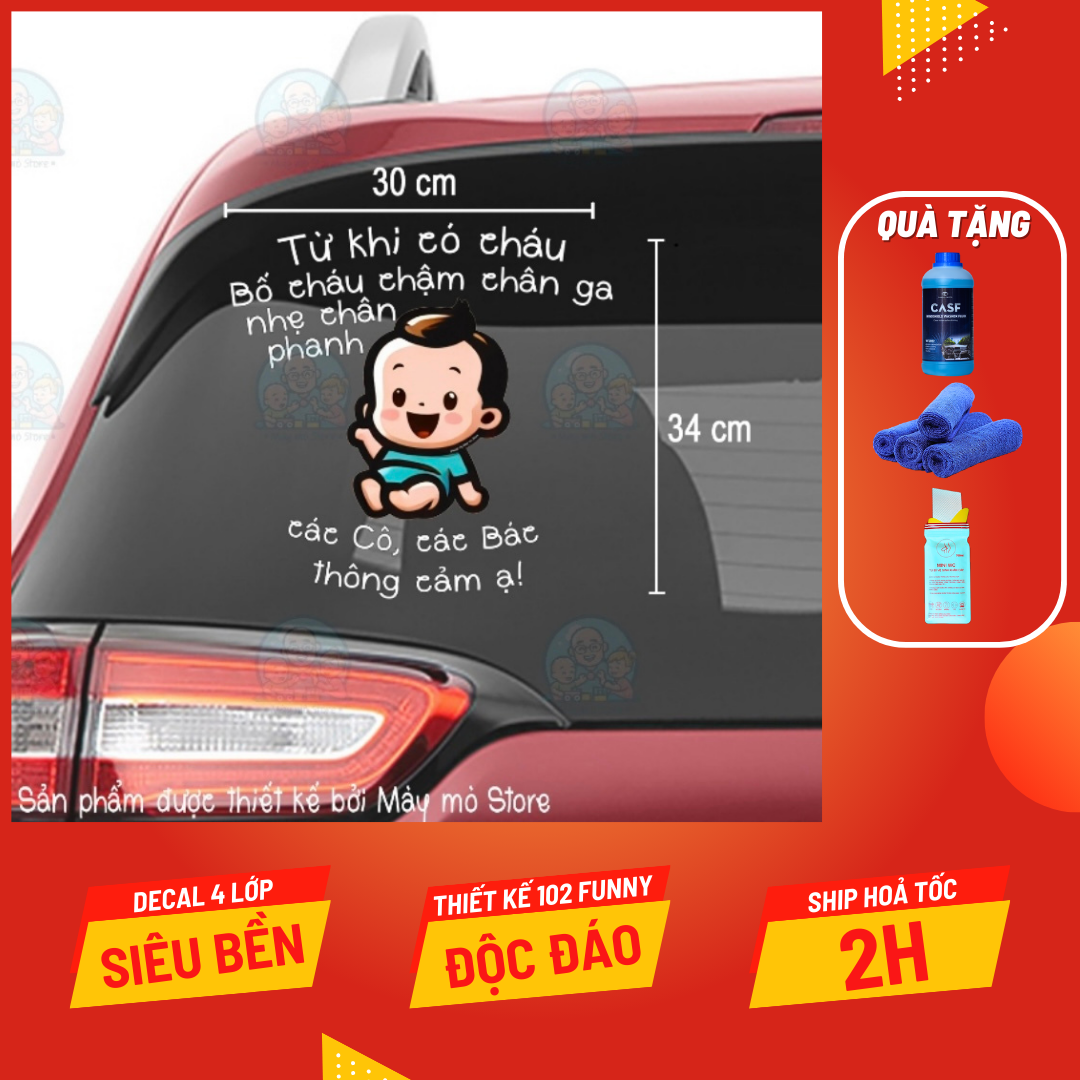 Decal dán xe, tem dán xe, Con lợn chiếu pha - thiết kế đặc biệt phủ sơn UV dán kính hậu ôtô Mày mò Store