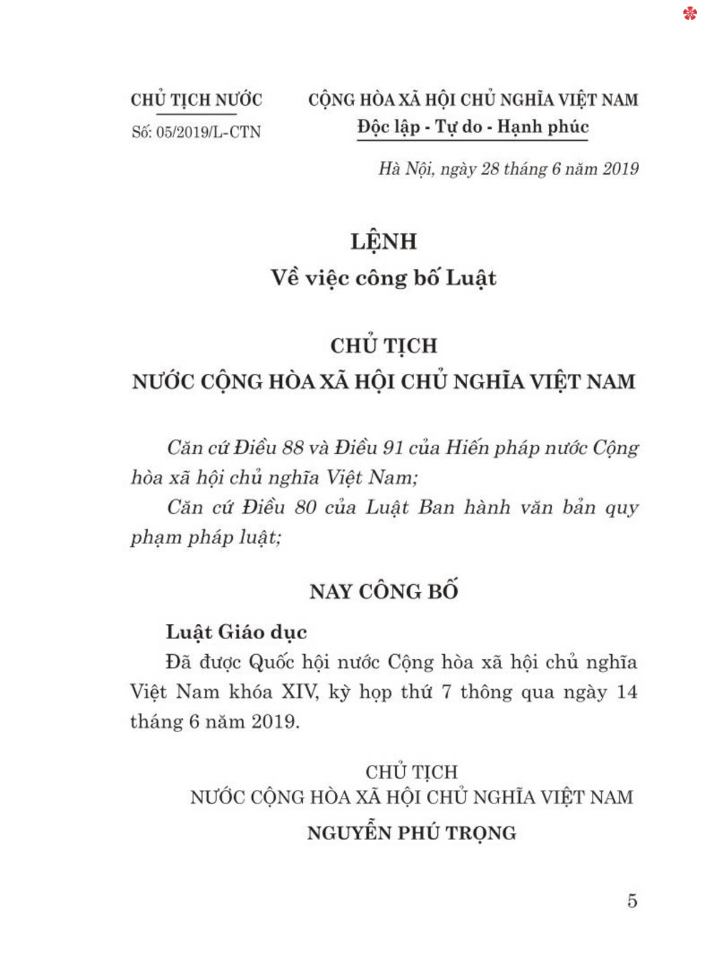 Luật giáo dục năm 2019 - bản in 2024