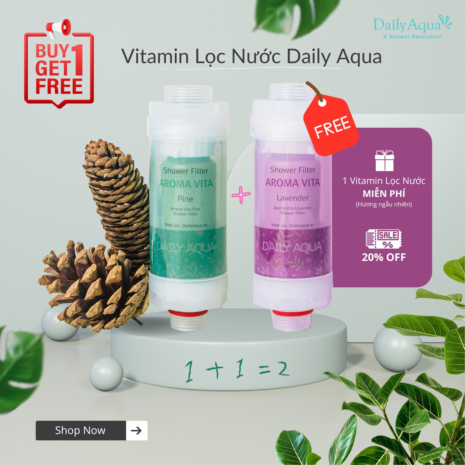 Lõi Lọc Nước Vòi Sen Vitamin C Daily Aqua Hàng Chính Hãng - Hương Thông