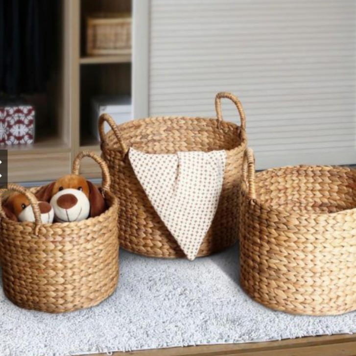 Giỏ Lục Bình tròn có tay cầm dùng để đựng đồ, trồng cây tiện dụng