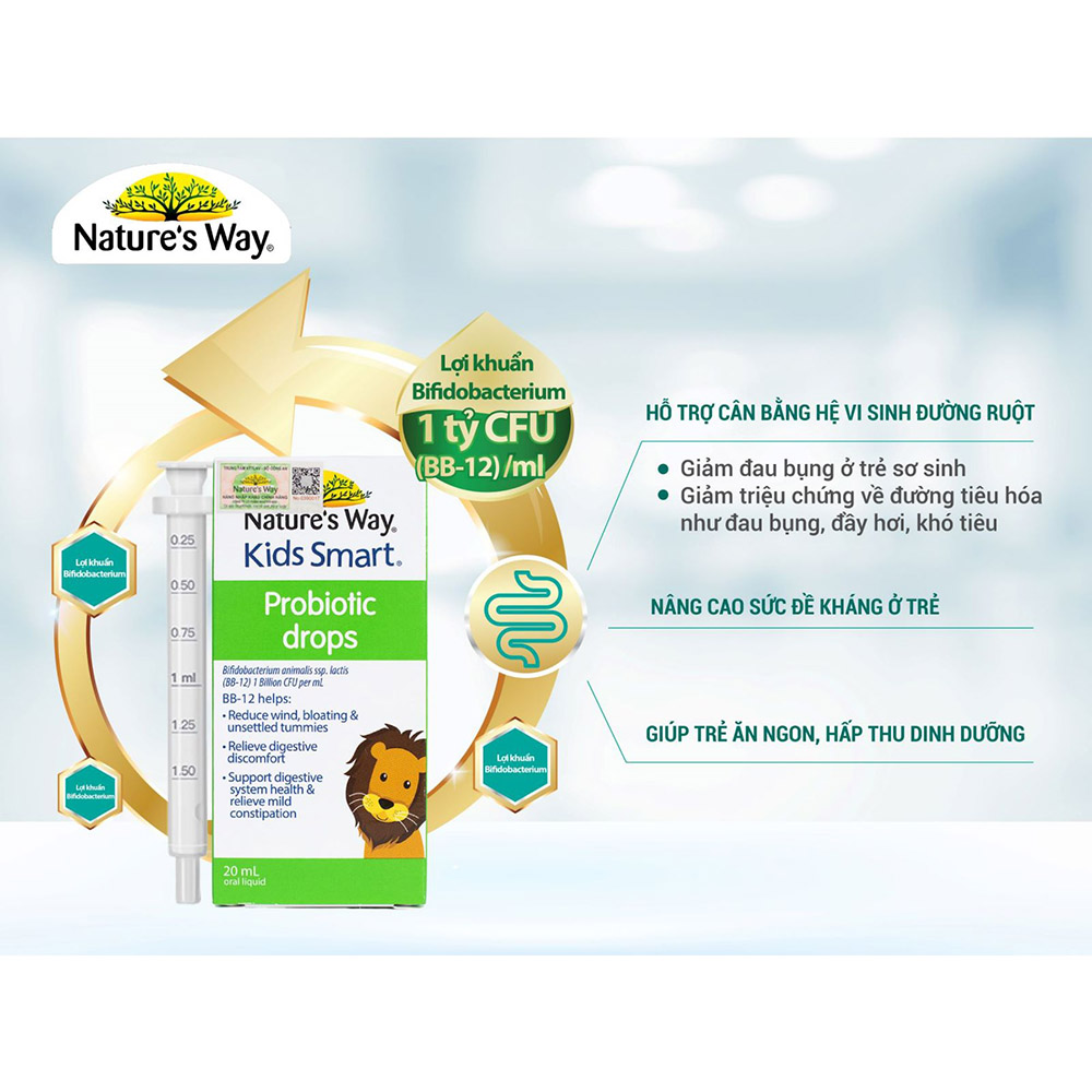 Nature's Way Kids Smart DROPS PROBIOTIC - Bổ Sung Men Vi Sinh Cho Bé (20ml/lọ)