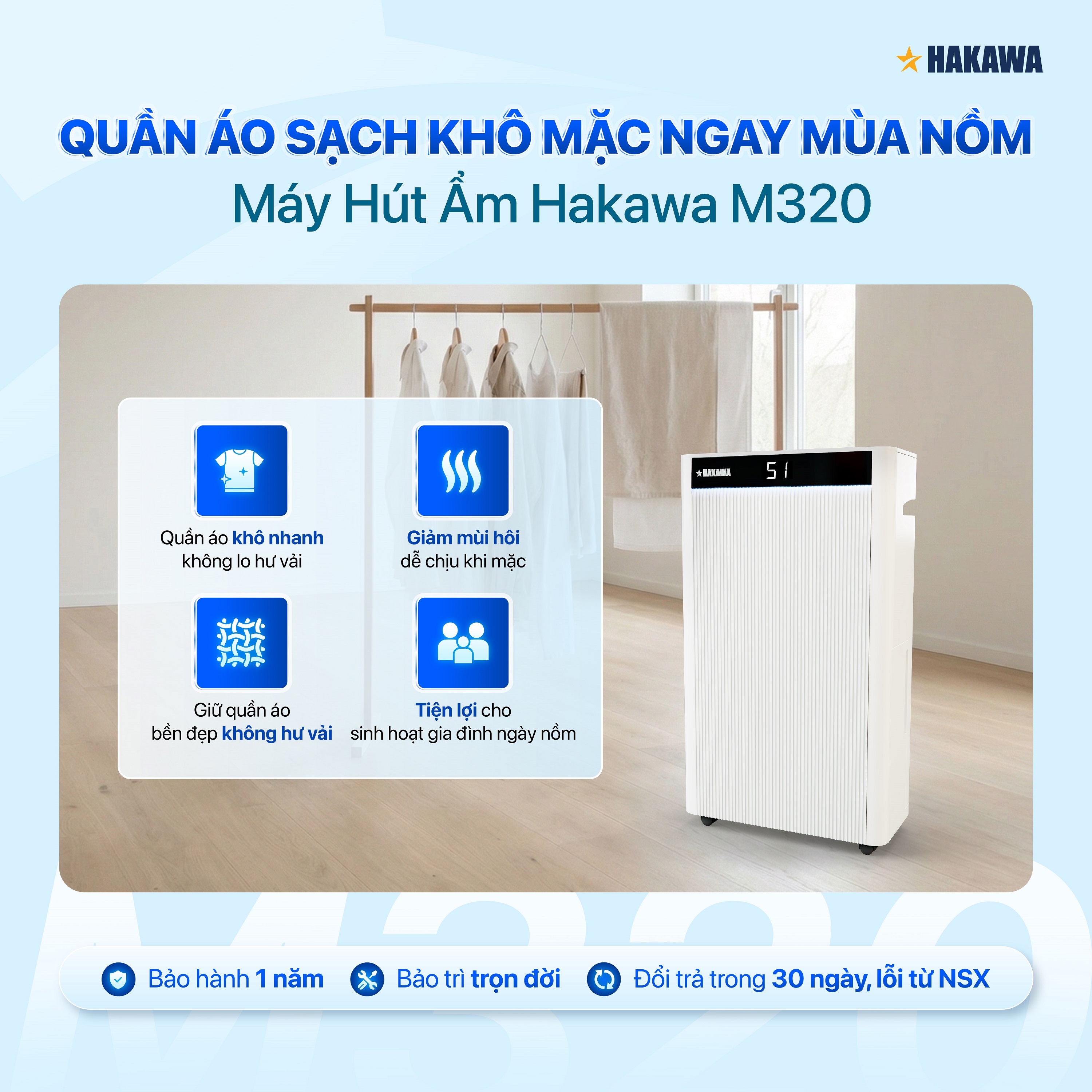 Máy hút ẩm Airdog Hakawa M320 Công Nghệ Khí Nén Dùng Cho Phòng 60m² Hàng Chính Hãng