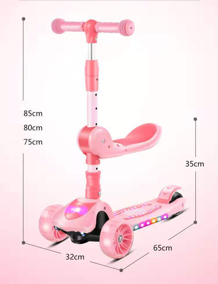 Xe Trượt Scooter Vinbuy 3 Bánh Có Nhạc, Bánh Xe Phát Sáng, Chịu Lực 100kg An Toàn Cho Bé, Màu Hồng/Xanh Phù Hợp Cho Cả Bé Trai Và Bé Gái, Rèn Luyện Vận Động, Tăng Chiều Cao Cho Bé - Hàng Chính Hãng