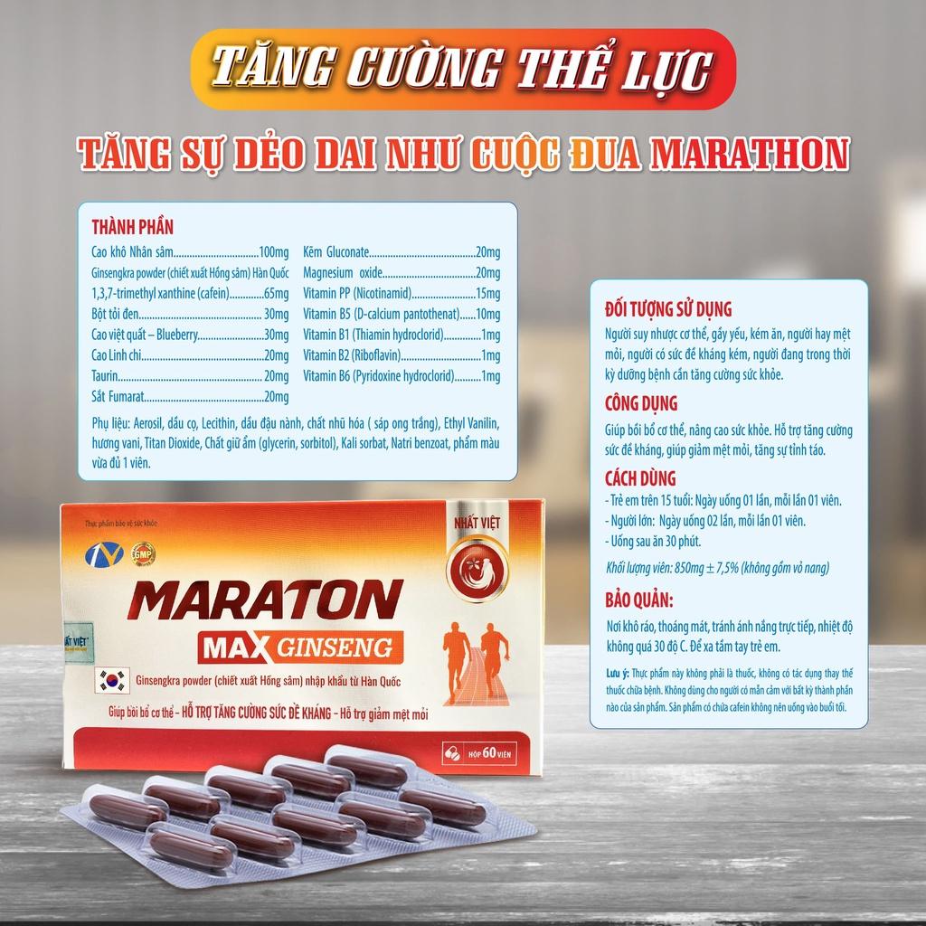 Viên uống bảo vệ sức khỏe, tăng sức đề kháng maraton max-ginseng - 60 viên