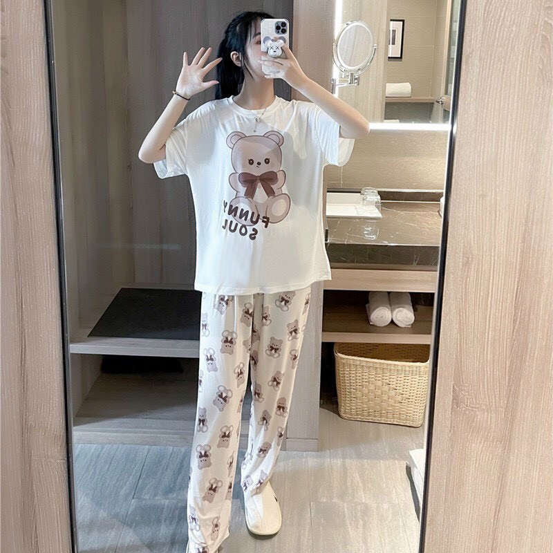 Đồ bộ thun mặc nhà - Độ bộ mặc ngủ nữ siêu cute chất thun cotton dày mịn thoáng mát thấm hút mồ hôi tốt