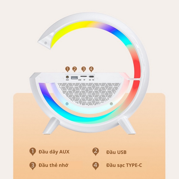 Loa Bluetooth Chữ G BT2301 Chế Độ Led RGB Tích Hợp Sạc Không Dây Siêu Tiện Lợi, Kết Hợp Micro Nghe Gọi