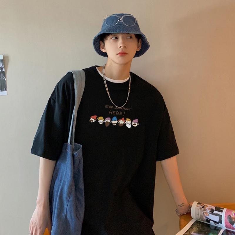Áo thun nam nữ unisex tay lỡ sweater phông form rộng teen cổ tròn oversize cotton giá rẻ basic đen trắng tee HERE