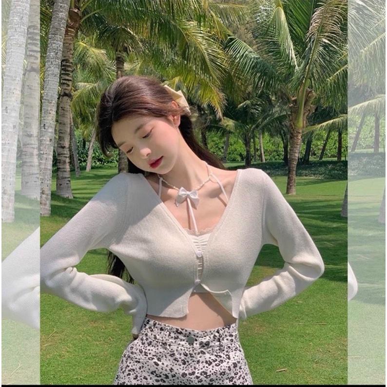Set Áo Khoác + Crop 2 Dây Kèm Chân Váy Beo - Kèm Hình Thật