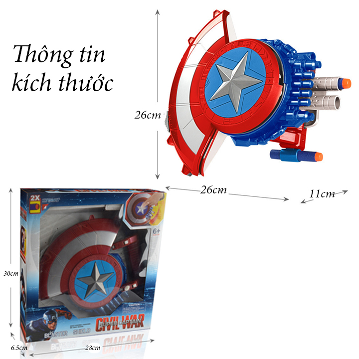 Khiên đội trưởng mỹ nhập vai cho bé - Khiêng captain america bắn - Đồ chơi chiến binh siêu anh hùng avenger - Quà tặng sinh nhật cho bé