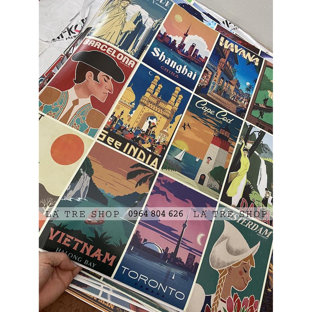 Decal poster vintage nguyên tấm hiện đại trí nội thất quầy bar, tiệm trà chanh POP.ART BAO CẤP