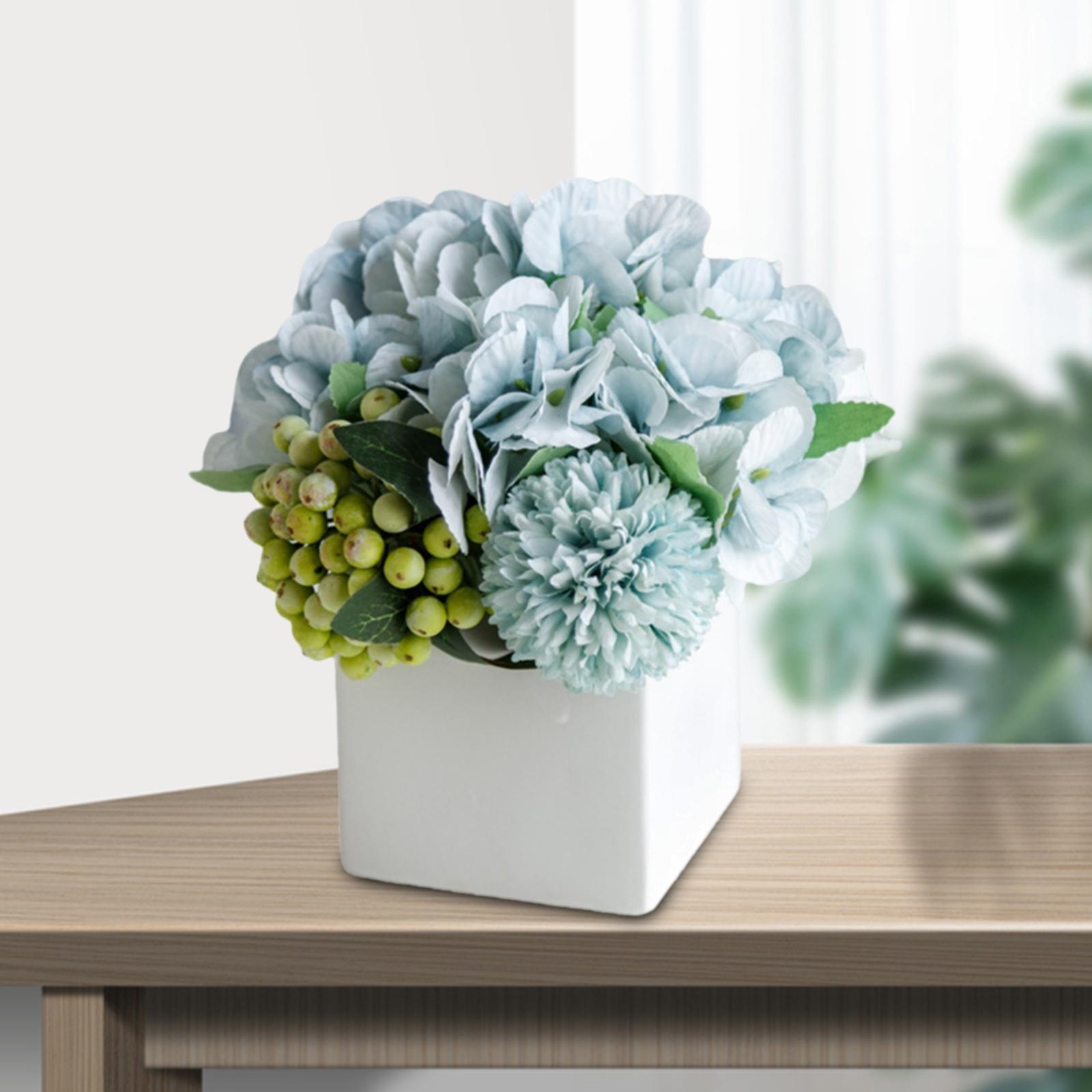 2x Artificial Silk Flowers Hydrangea Flower Arrangements for Decoration
