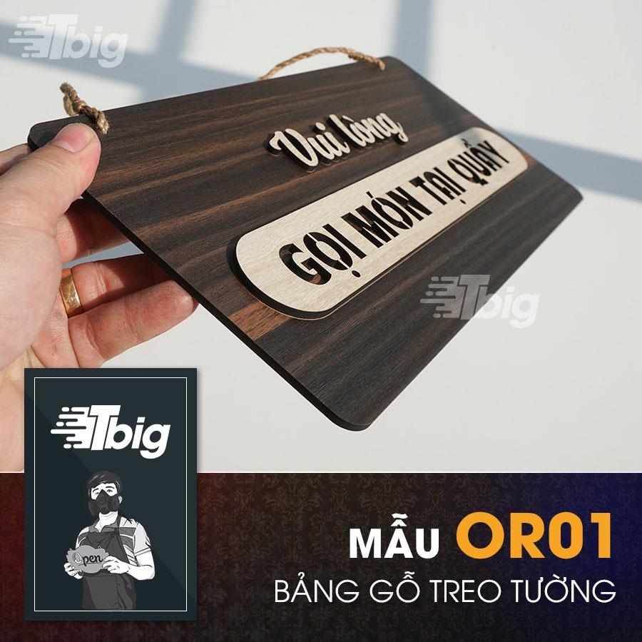 Bảng gỗ treo nội dung vui lòng gọi món tại quầy thiết kế đơn giản sang trọng