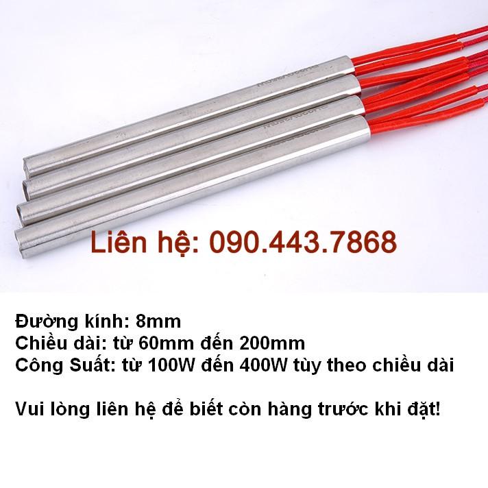 Que gia nhiệt, ti nhiệt, điện trở khô 1 đầu, điện trở đốt nóng,phi 8 220V